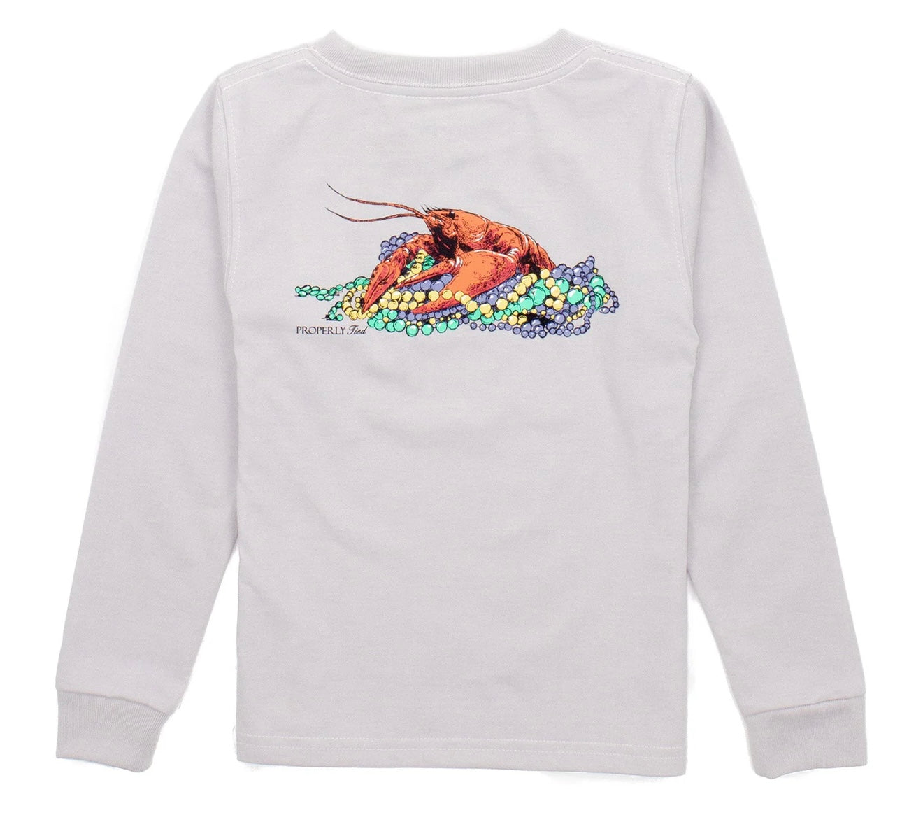 Youth Mardi Gras Beads Crawfish LS Tee