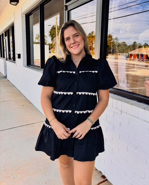 Scallop Button Up Dress