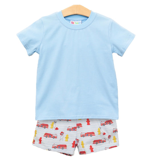 Firetruck Print Short Set