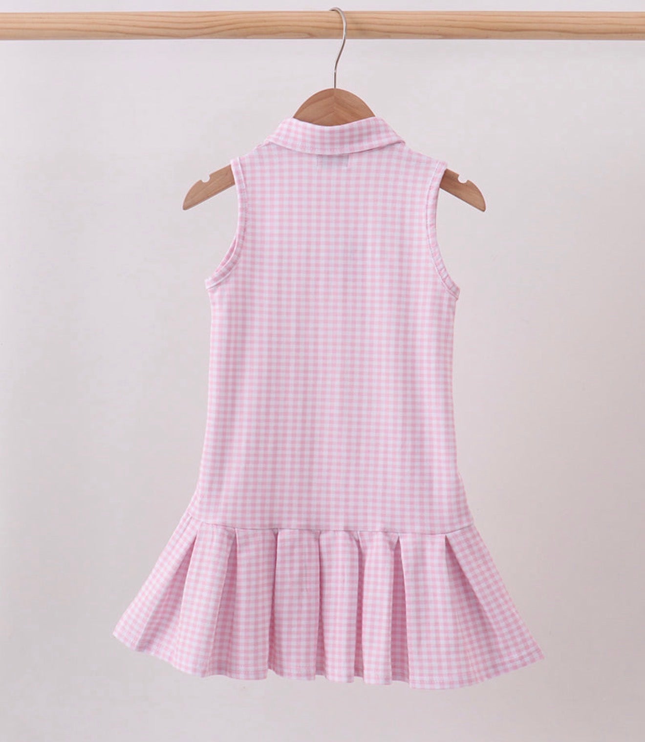 Girls Pink Gingham Golf Dress