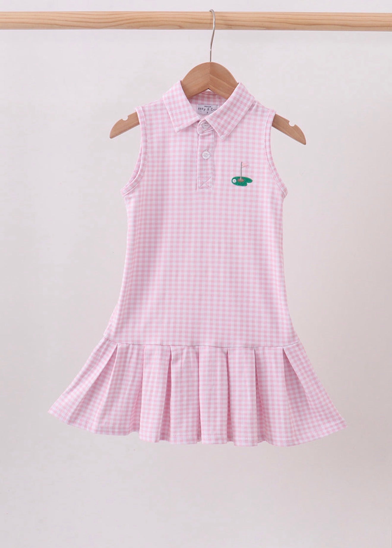 Girls Pink Gingham Golf Dress