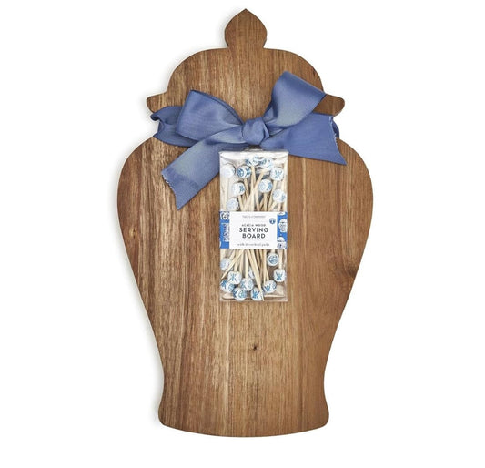 Ginger Jar Serving Board W/cocktail Picks