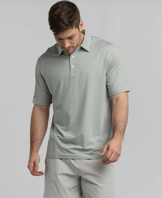 Heather Madison Stripe Polo-Dusty Olive