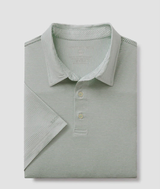 Heather Madison Stripe Polo-Dusty Olive
