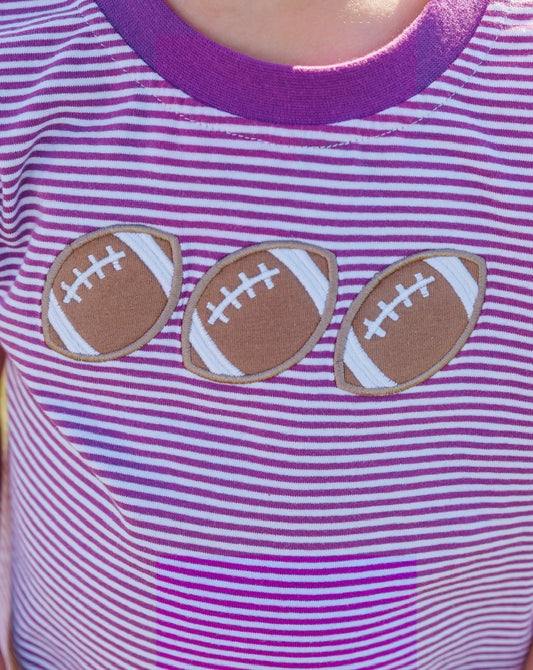 Football Trio Short Set-Purple Stripe